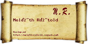 Meláth Rátold névjegykártya